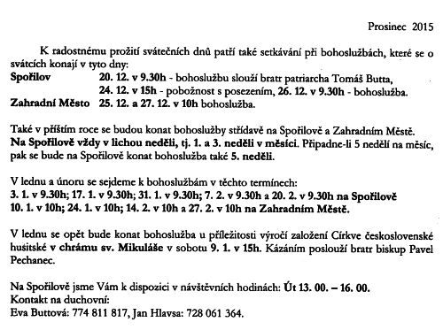 Vnon bohosluby (husit) 2015