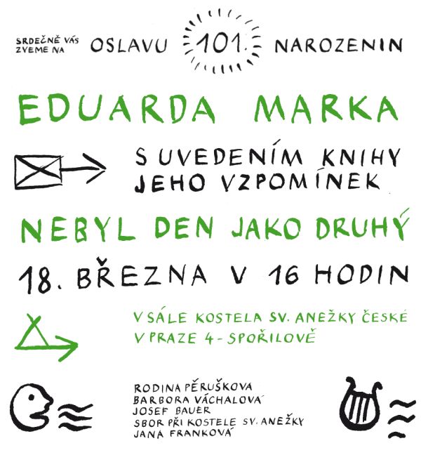Pozvnka na 101. narozeniny Eduarda Marka