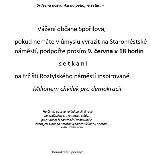 Setkn nmst inspirovan  Milionem chvilek pro demokracii