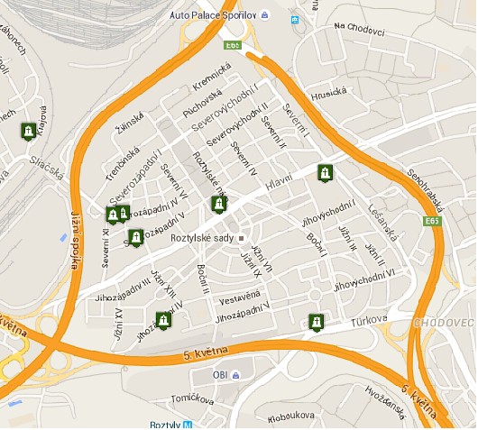 Vlen hroby na Spoilov - mapa